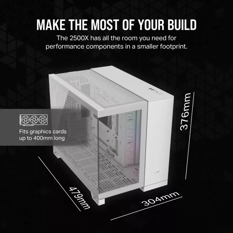 CORSAIR Pc Case - Icue Link 2500x RGB Micro ATX Dual Chamber White