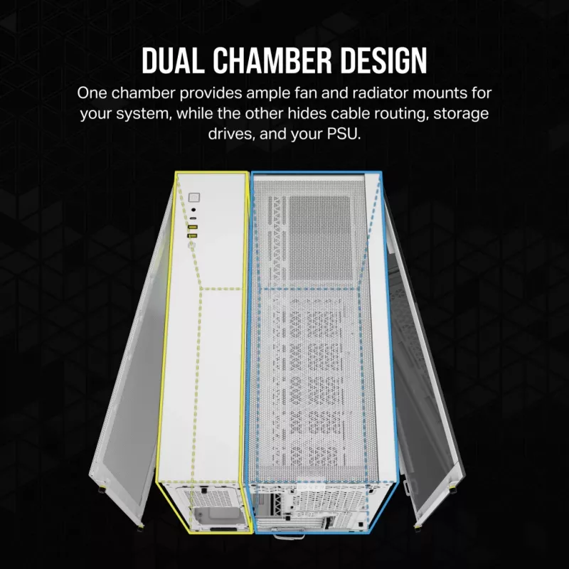 CORSAIR Pc Case - Icue Link 2500x RGB Micro ATX Dual Chamber White