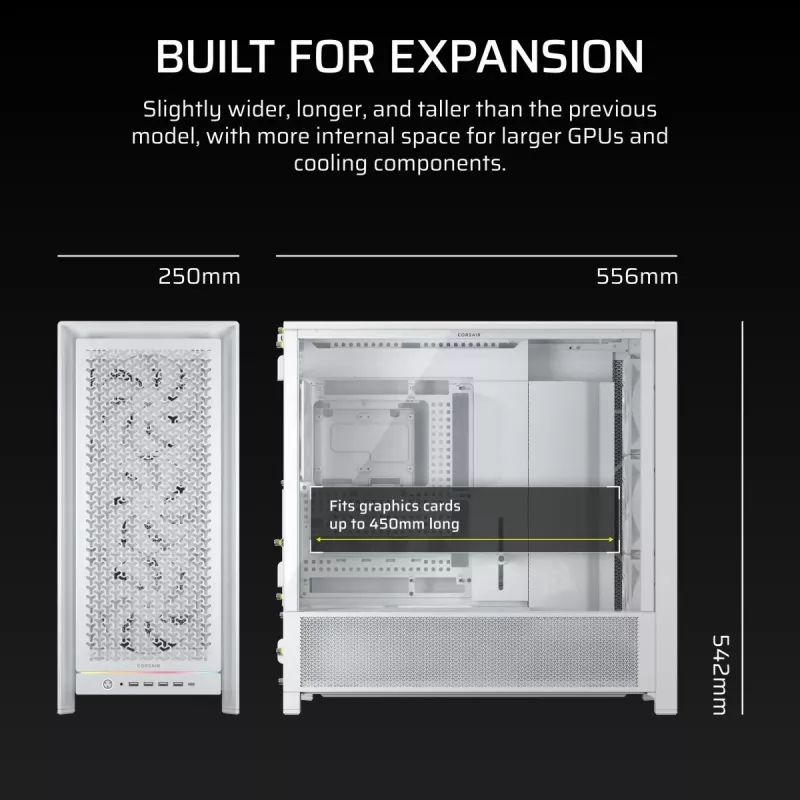 CORSAIR Pc Case - Frame 5000d Rs High-airflow Mid-tower Pc Case - White