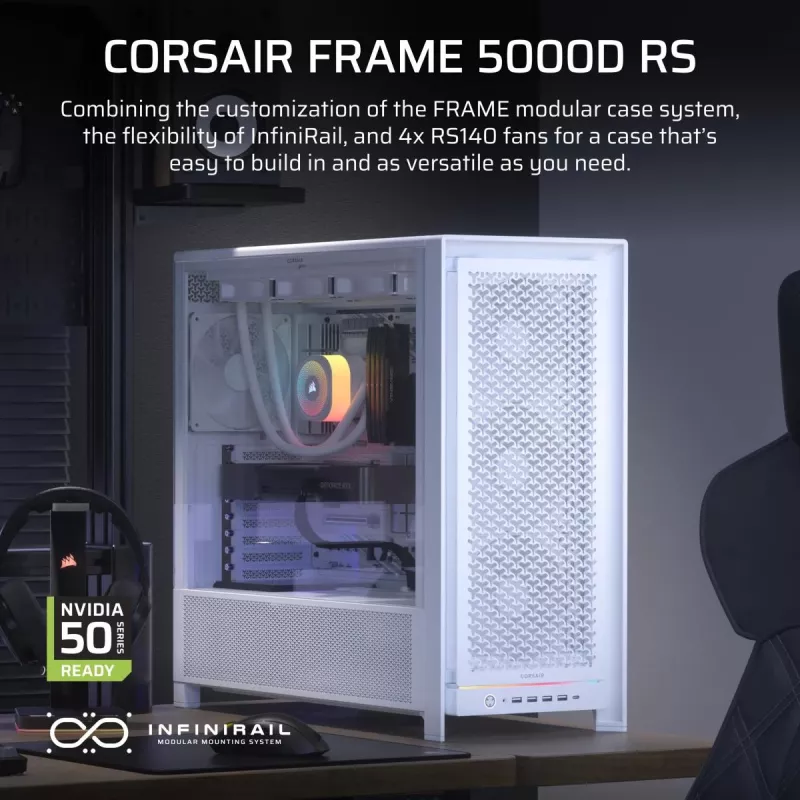 CORSAIR Pc Case - Frame 5000d Rs High-airflow Mid-tower Pc Case - White
