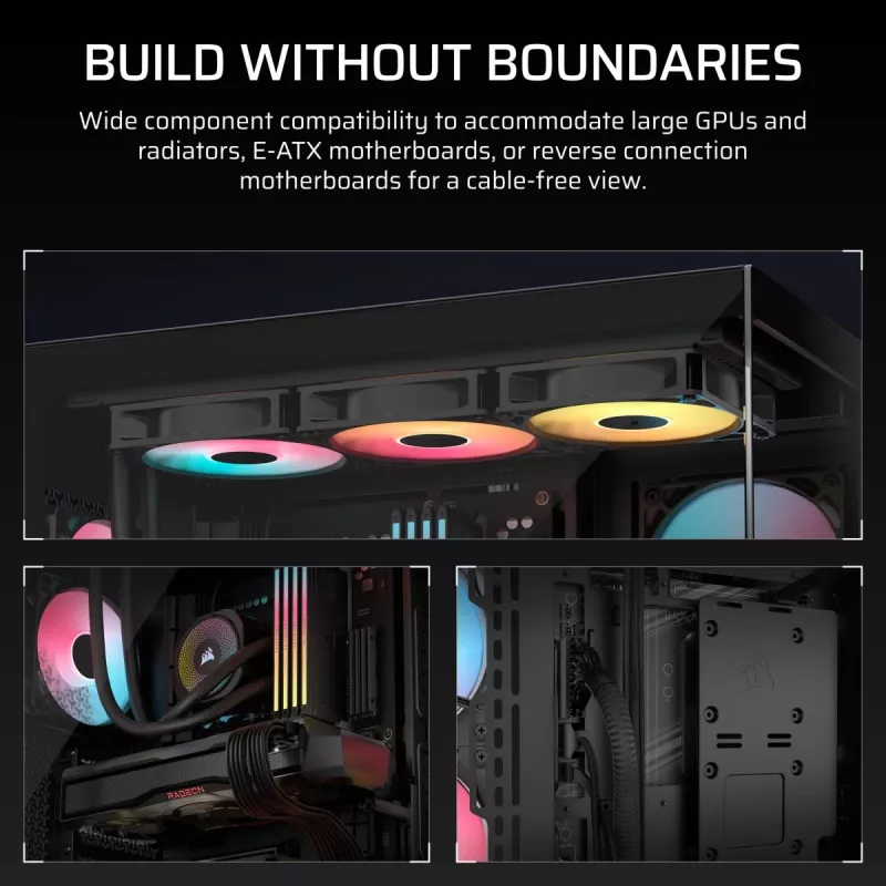 PC Midi Tower case CORSAIR 3500X RS-R ARGB — Black, tempered glass, supports ATX/EATX/Micro-ITX, 3x120 mm front fans
