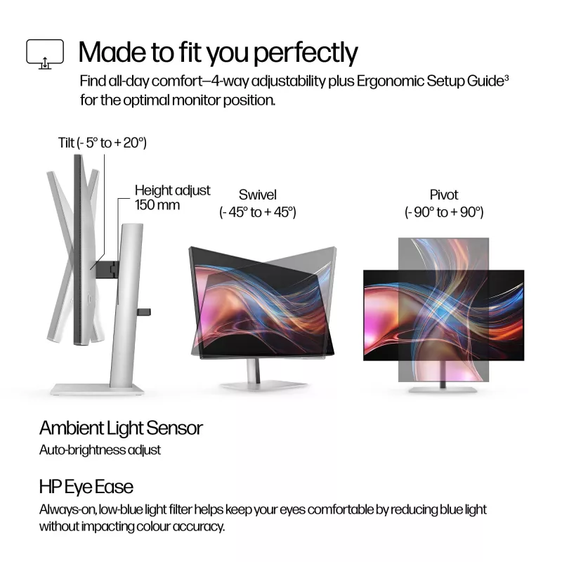 HP Series 7 Pro 27 inch QHD Thunderbolt 4 Monitor - 727pu, 68.6 cm (27 inch), 2560 x 1440 pixels, Quad HD, LCD, 5 ms, Black