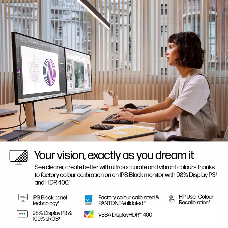 HP Series 7 Pro 27 inch QHD Thunderbolt 4 Monitor - 727pu, 68.6 cm (27 inch), 2560 x 1440 pixels, Quad HD, LCD, 5 ms, Black