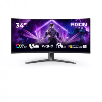 AOC AGON PRO AG346UCD computer monitor 86.4 cm (34 inch) 3440 x 1440 pixels Wide Quad HD QD-OLED Black, Grey