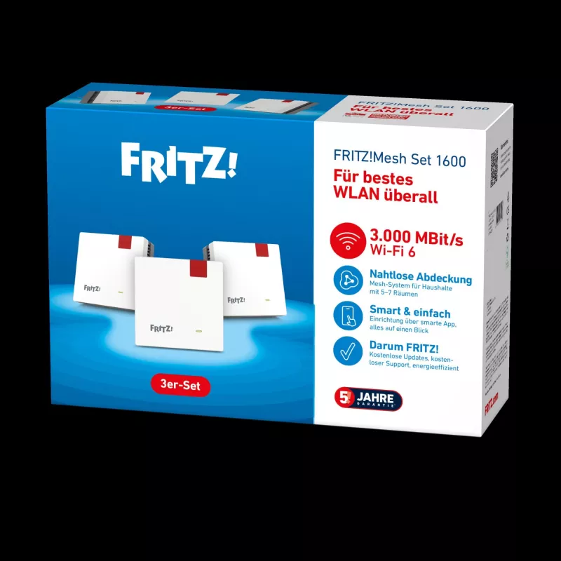 Mesh Set 1600 Dual-band (2.4 GHz / 5 GHz) Wi-Fi 6 (802.11ax) Red, White 1 Internal
