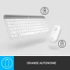 LOGITECH Slim Wireless Keyboard And Mouse Combo Mk470 - Offwhite - Azerty French