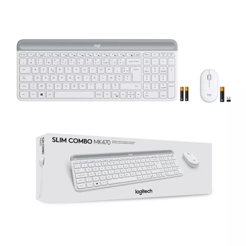 LOGITECH Slim Wireless Keyboard And Mouse Combo Mk470 - Offwhite - Azerty French
