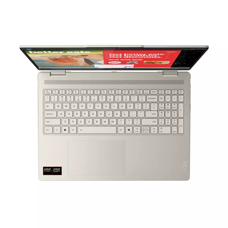 Lenovo Yoga 7 2-in-1 16AKP10 Copilot+ PC AMD Ryzen™ AI 7 350 Hybrid (2-in-1) 40.6 cm (16 inch) Touchscreen 2.8K 16 GB LPDDR5x-SDRAM 1 TB SSD Wi-Fi 7 (802.11be) Windows 11 Home German Grey