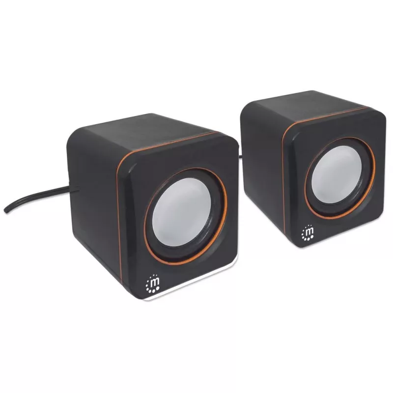 Manhattan 2600 Series Speaker System 161435, 2.0 Stereo, USB Powered, 6 W RMS, 90 - 20000 Hz, Black