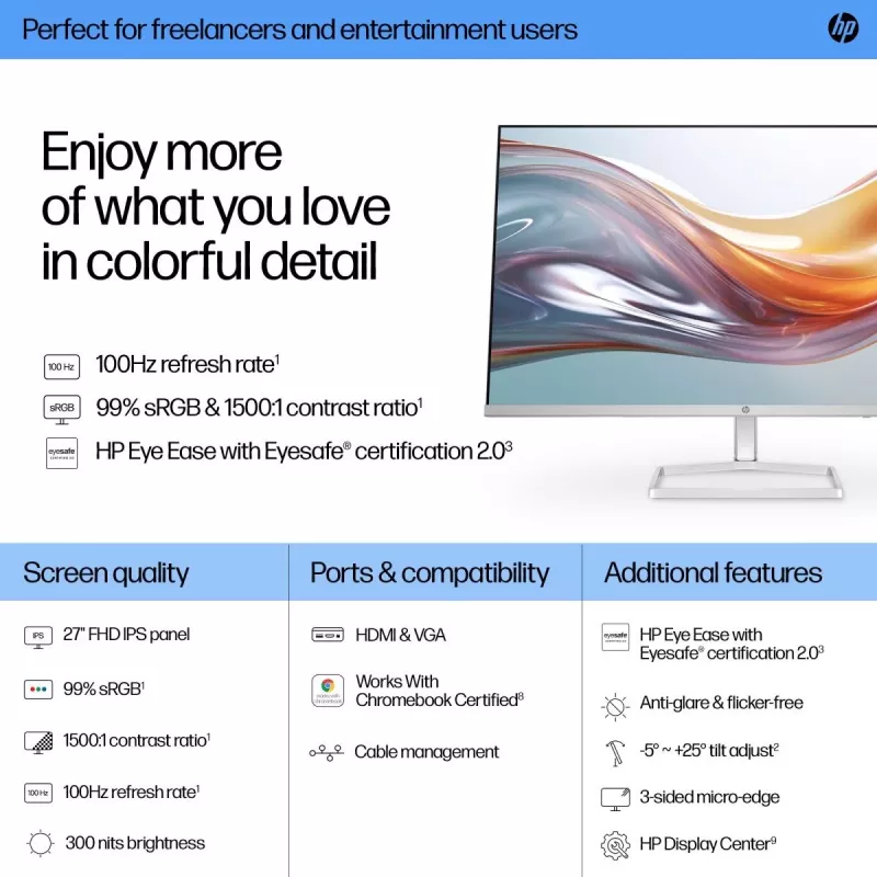 HP Desktop Monitor - Series 5 527sw - 27in - 1920x1080 (FHD) - IPS