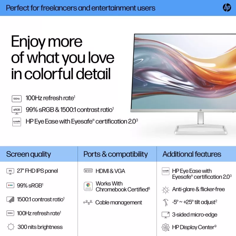 HP Desktop Monitor - Series 5 527sw - 27in - 1920x1080 (FHD) - IPS