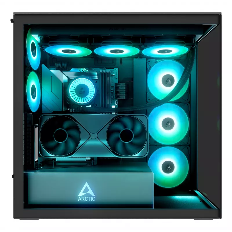 ARCTIC Xtender VG (Mirror Black) Premium E-ATX PC Case with Vertical GPU Mounting