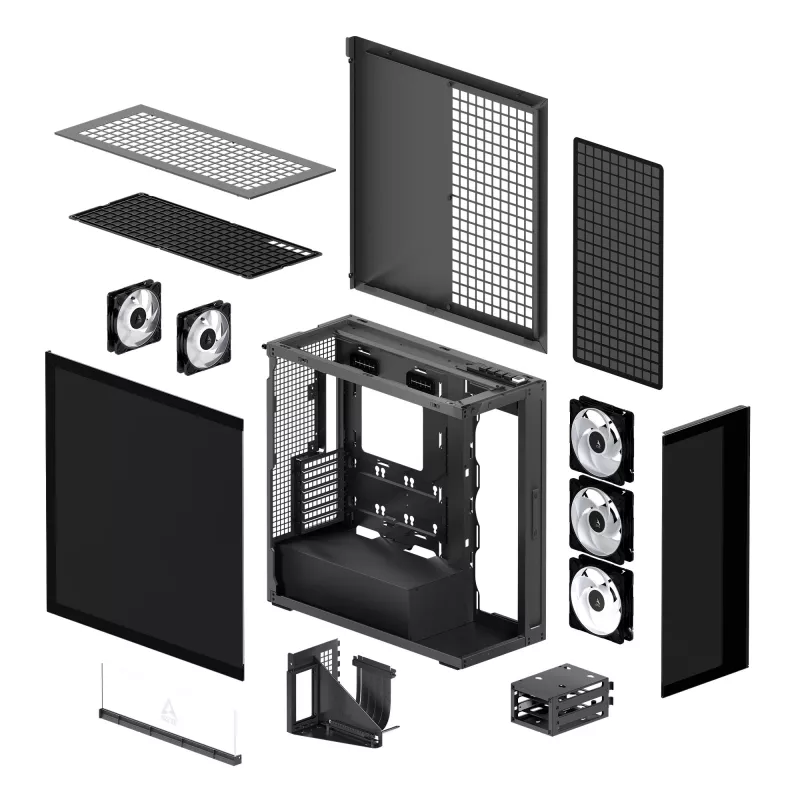 ARCTIC Xtender VG (Mirror Black) Premium E-ATX PC Case with Vertical GPU Mounting