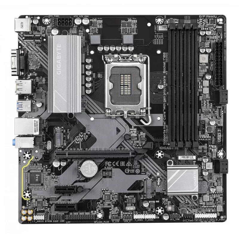 GIGABYTE B760M D3HP Motherboard - Intel Core 14th Gen CPUs, 4+1+1 Phases VRM, up to 5600MHz DDR5, 2xPCIe 4.0 M.2, GbE LAN, USB 3.2 Gen 1