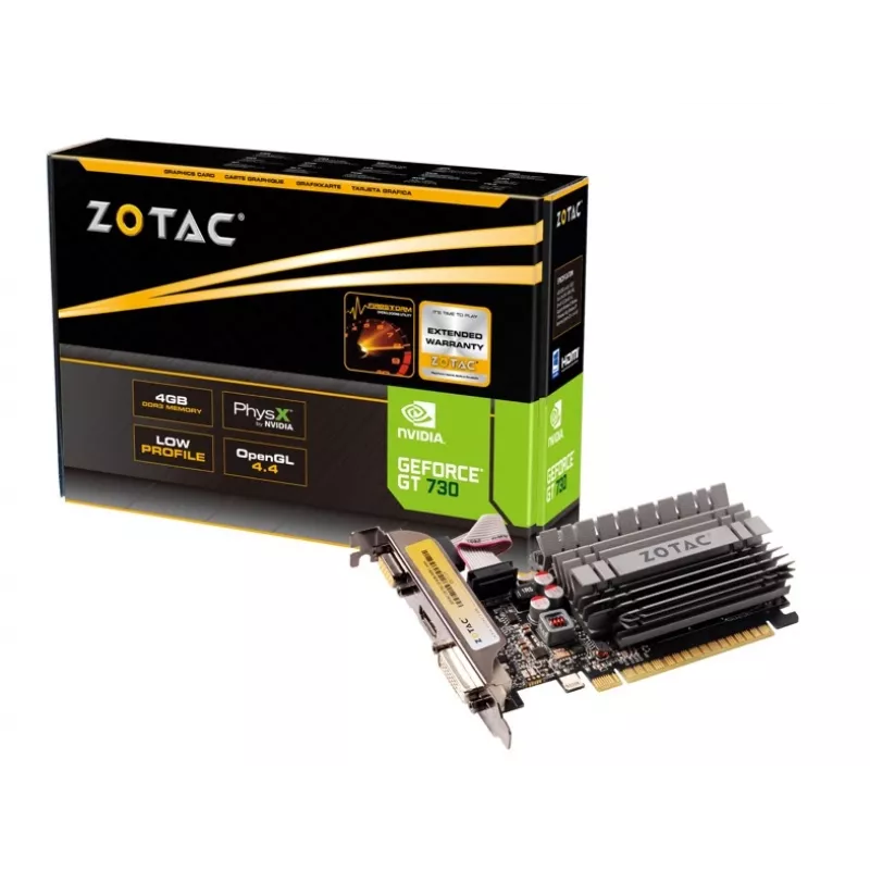 ZOTAC Graphic Card Force 4GB Gt730 Pci-e 2.0x16 DVI/hdmi/vga 902MHz 2560x1600