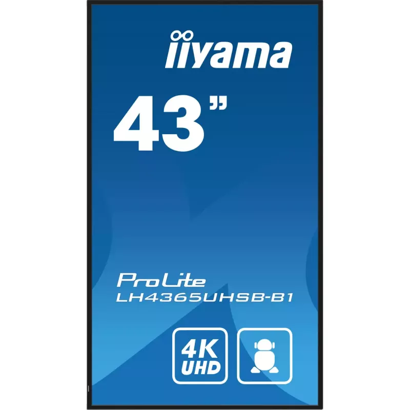iiyama LH4365UHSB-B1 Signage Display Kiosk design 108 cm (42.5 inch) LED Wi-Fi 800 cd/m² 4K Ultra HD Black Built-in processor Android 11 24/7