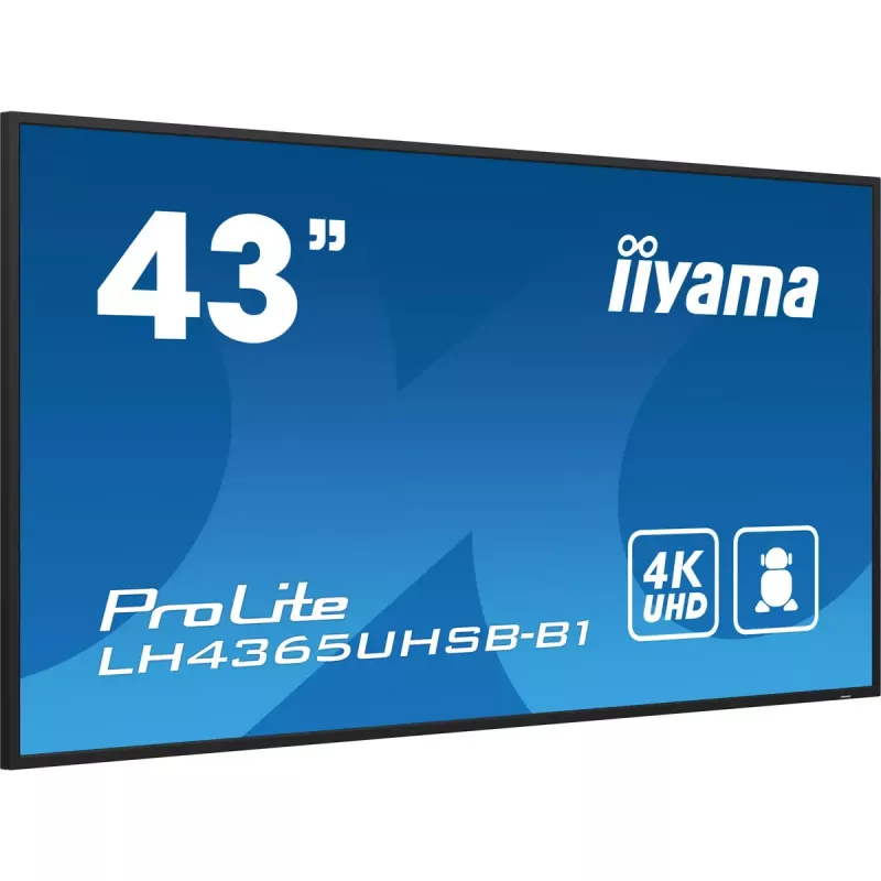 iiyama LH4365UHSB-B1 Signage Display Kiosk design 108 cm (42.5 inch) LED Wi-Fi 800 cd/m² 4K Ultra HD Black Built-in processor Android 11 24/7