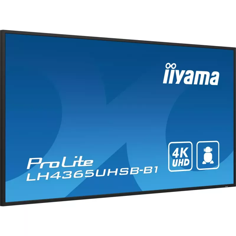 iiyama LH4365UHSB-B1 Signage Display Kiosk design 108 cm (42.5 inch) LED Wi-Fi 800 cd/m² 4K Ultra HD Black Built-in processor Android 11 24/7