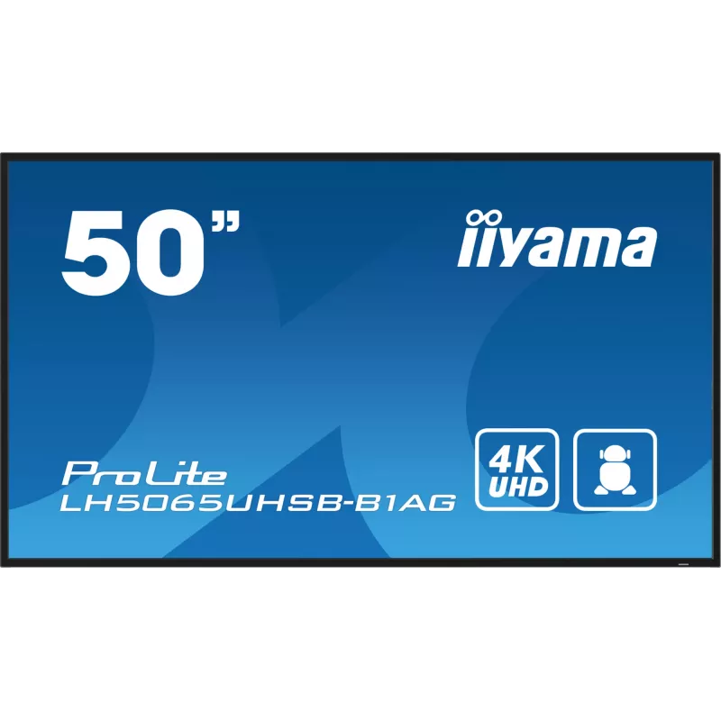 iiyama LH5065UHSB-B1AG Signage Display Digital signage flat panel 125.7 cm (49.5 inch) LCD Wi-Fi 800 cd/m² 4K Ultra HD Black Built-in processor Android 11 24/7