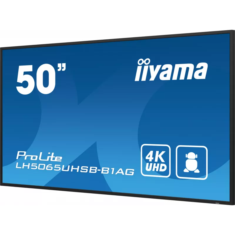 iiyama LH5065UHSB-B1AG Signage Display Digital signage flat panel 125.7 cm (49.5 inch) LCD Wi-Fi 800 cd/m² 4K Ultra HD Black Built-in processor Android 11 24/7
