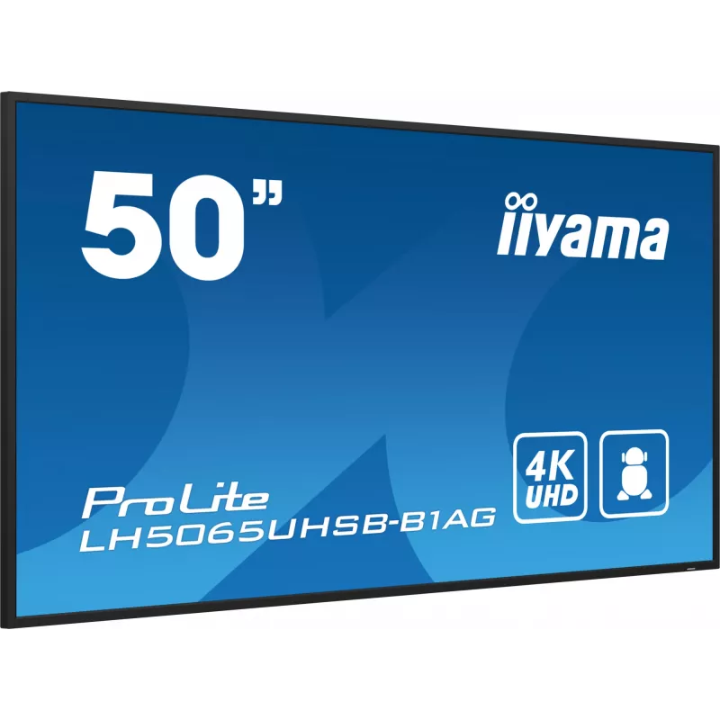 iiyama LH5065UHSB-B1AG Signage Display Digital signage flat panel 125.7 cm (49.5 inch) LCD Wi-Fi 800 cd/m² 4K Ultra HD Black Built-in processor Android 11 24/7