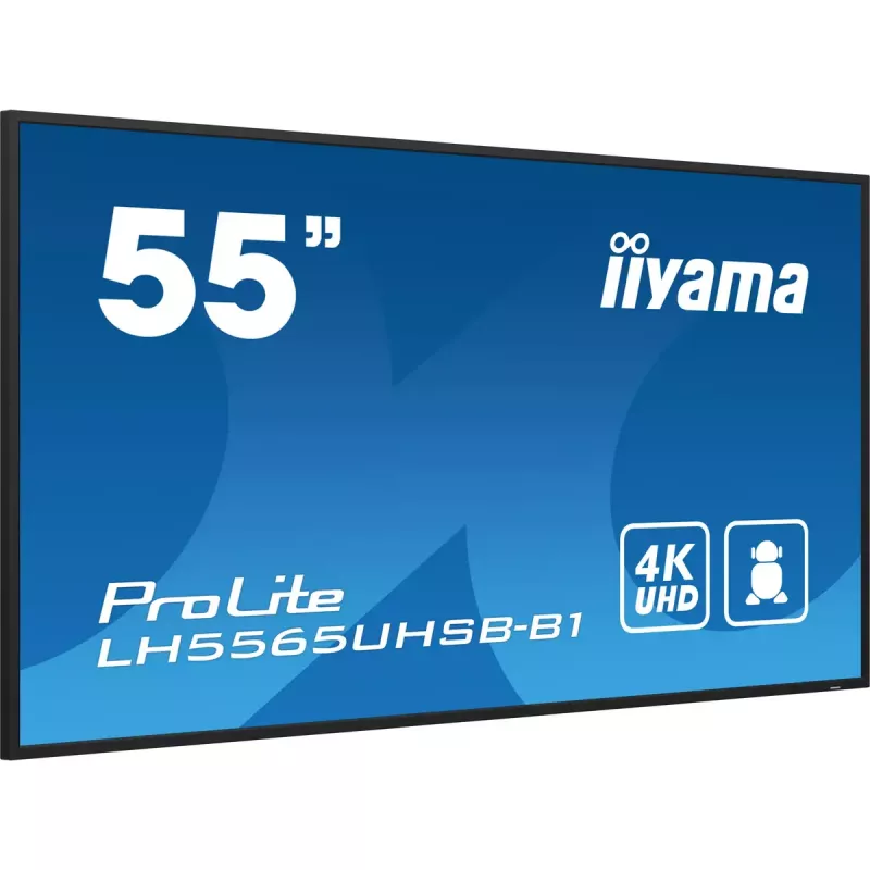 iiyama LH5565UHSB-B1 Signage Display Kiosk design 138.7 cm (54.6 inch) LED Wi-Fi 800 cd/m² 4K Ultra HD Black Built-in processor Android 11 24/7