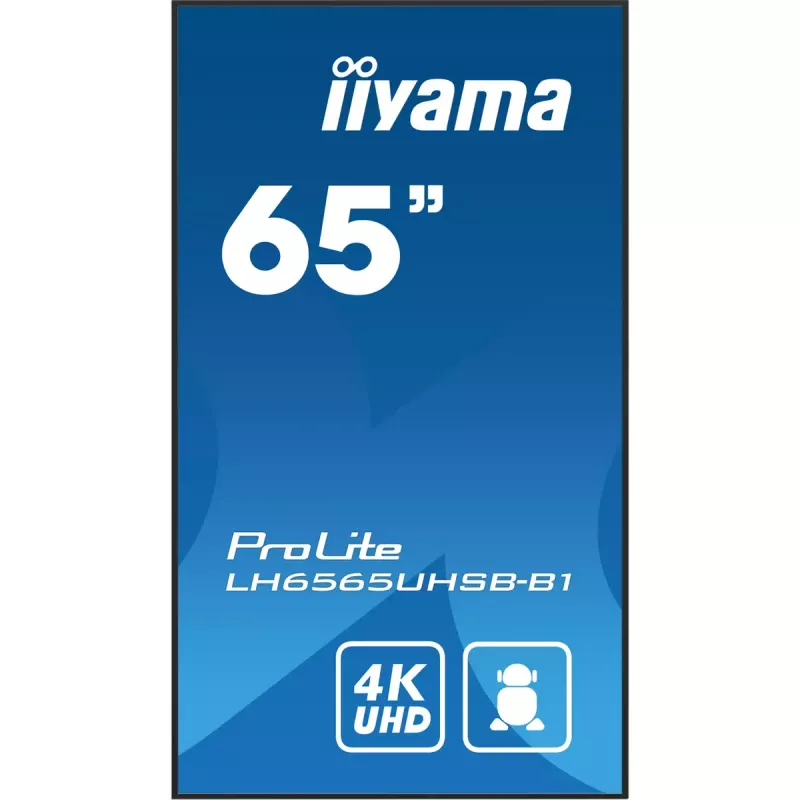 iiyama LH6565UHSB-B1 Signage Display Kiosk design 163.8 cm (64.5 inch) LED Wi-Fi 800 cd/m² 4K Ultra HD Black Built-in processor Android 11 24/7