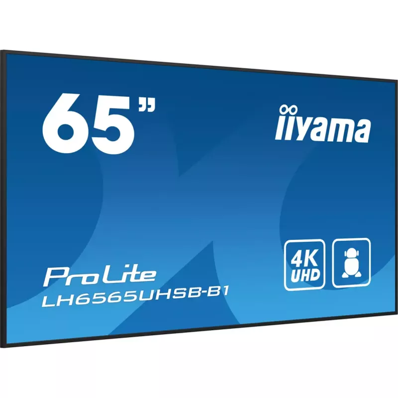 iiyama LH6565UHSB-B1 Signage Display Kiosk design 163.8 cm (64.5 inch) LED Wi-Fi 800 cd/m² 4K Ultra HD Black Built-in processor Android 11 24/7