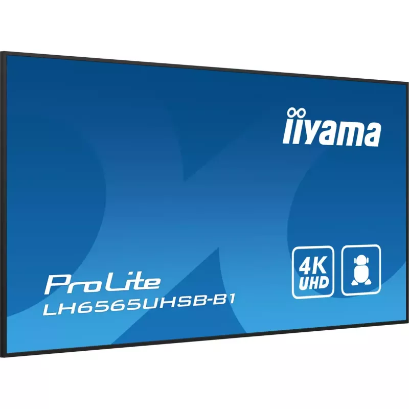 iiyama LH6565UHSB-B1 Signage Display Kiosk design 163.8 cm (64.5 inch) LED Wi-Fi 800 cd/m² 4K Ultra HD Black Built-in processor Android 11 24/7
