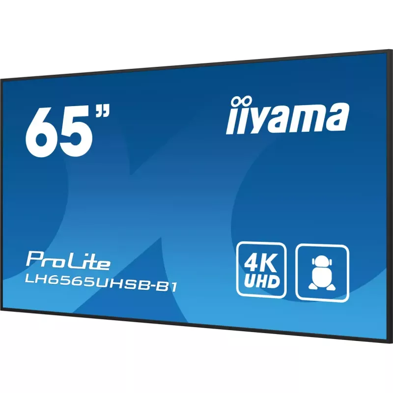 iiyama LH6565UHSB-B1 Signage Display Kiosk design 163.8 cm (64.5 inch) LED Wi-Fi 800 cd/m² 4K Ultra HD Black Built-in processor Android 11 24/7