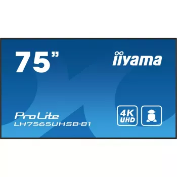 iiyama LH7565UHSB-B1 Signage Display Kiosk design 189.2 cm (74.5 inch) LED Wi-Fi 800 cd/m² 4K Ultra HD Black Built-in processor Android 11 24/7