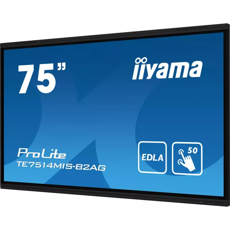 iiyama PROLITE TE7514MIS-B2AG Kiosk design 190.5 cm (75 inch) LCD Wi-Fi 435 cd/m² 4K Ultra HD Black Touchscreen Built-in processor Android 24/7