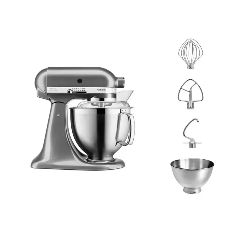 Stand mixer KITCHENAID ARTISAN 5KSM185PS — 300 W, 4.8 L stainless steel bowl, 10 speeds, silver