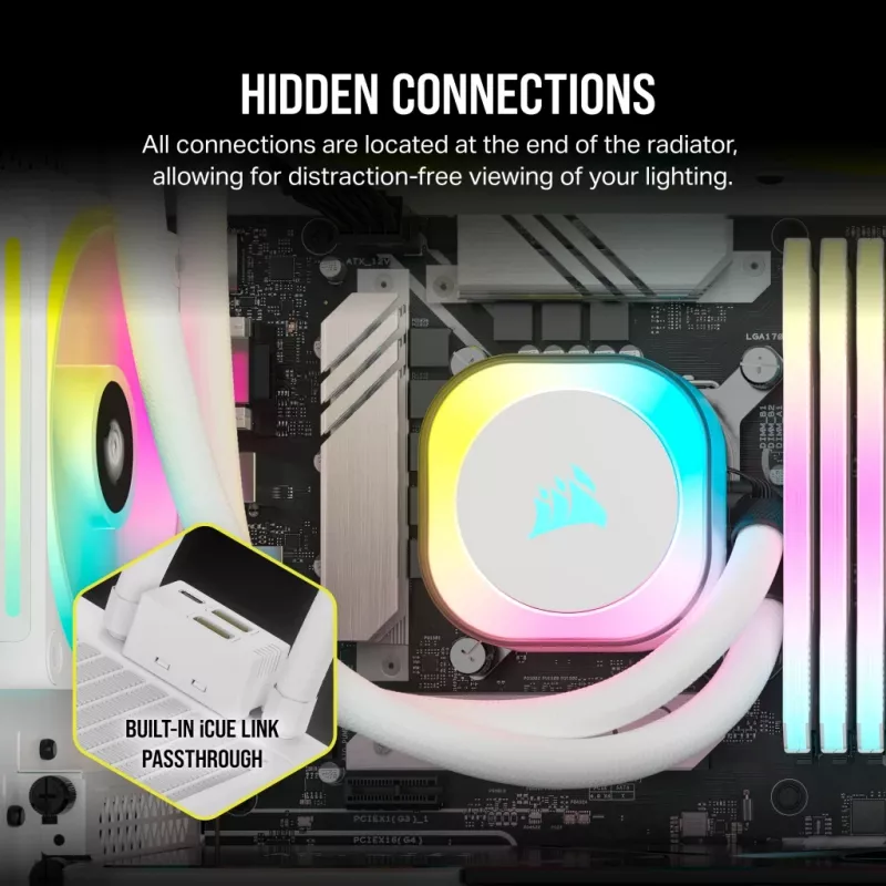 CORSAIR CPU Cooler - Icue Link H100I RGB Aio Liquid Cooler - White