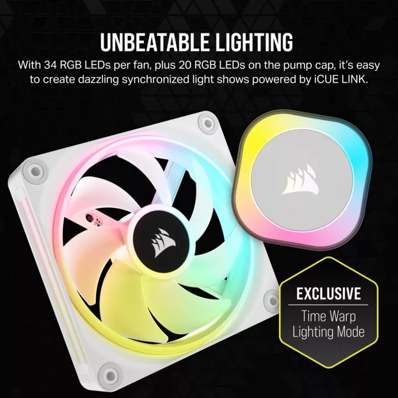 CORSAIR CPU Cooler - Icue Link H100I RGB Aio Liquid Cooler - White
