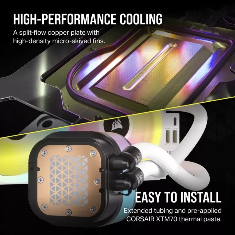 CORSAIR CPU Cooler - Icue Link H100I RGB Aio Liquid Cooler - White