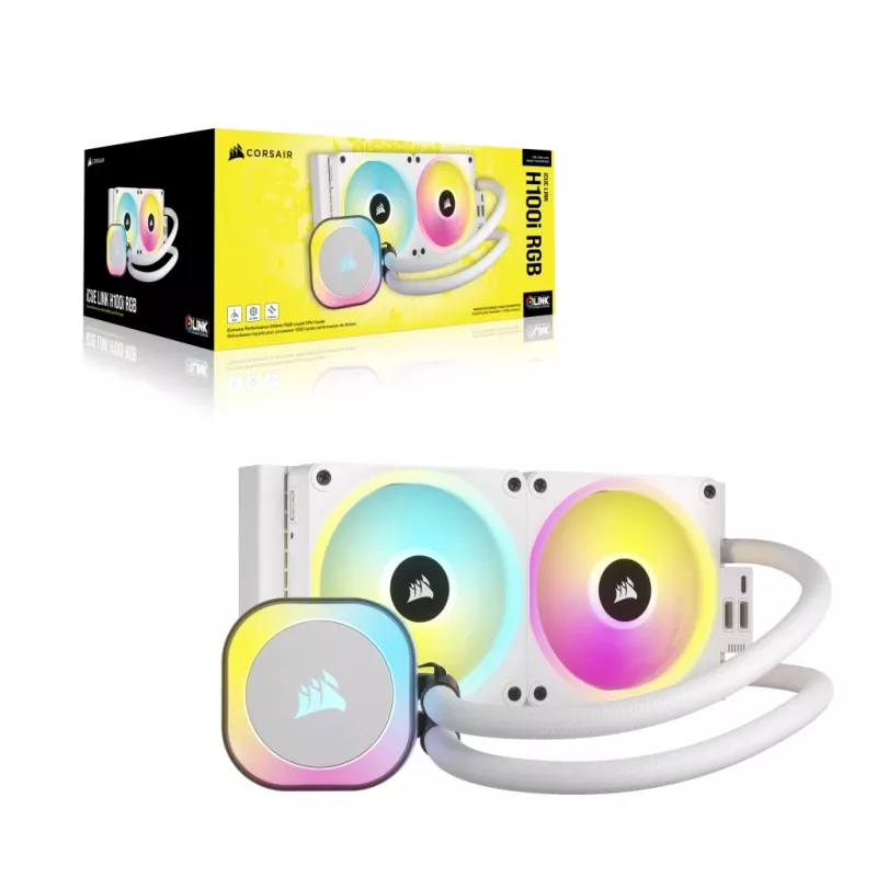 CORSAIR CPU Cooler - Icue Link H100I RGB Aio Liquid Cooler - White