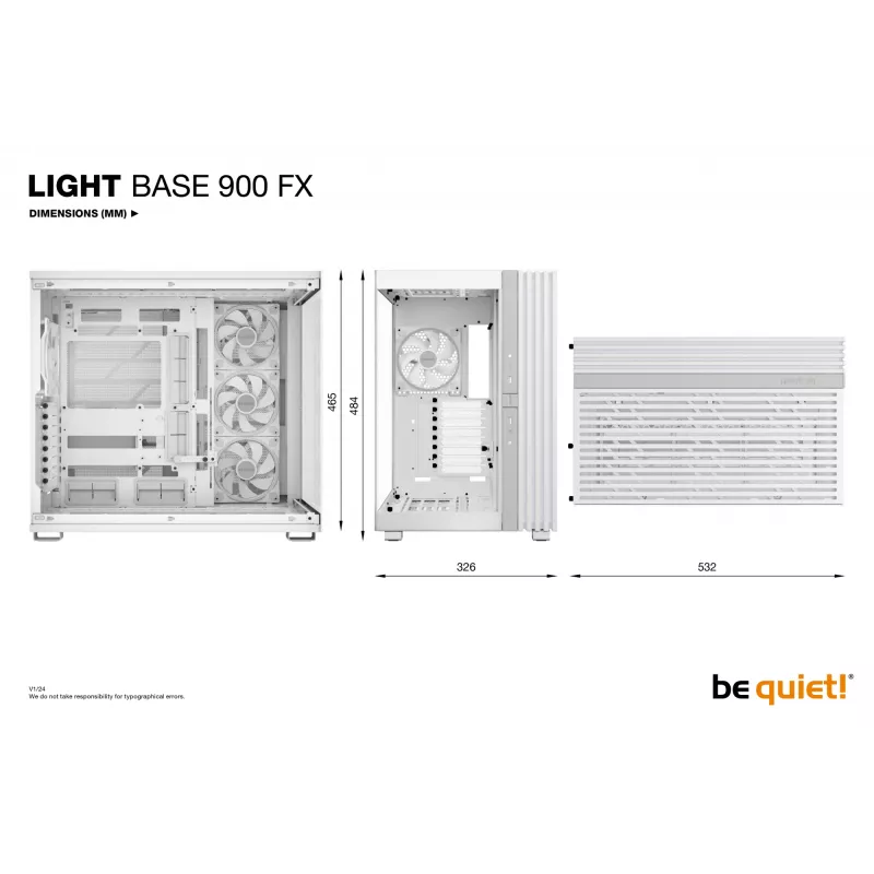 PC Case bequiet! LIGHT BASE 900 FX Full Tower White — Full Tower, XL-ATX, RGB fans, 49.5 cm GPU, 190 mm CPU cooler