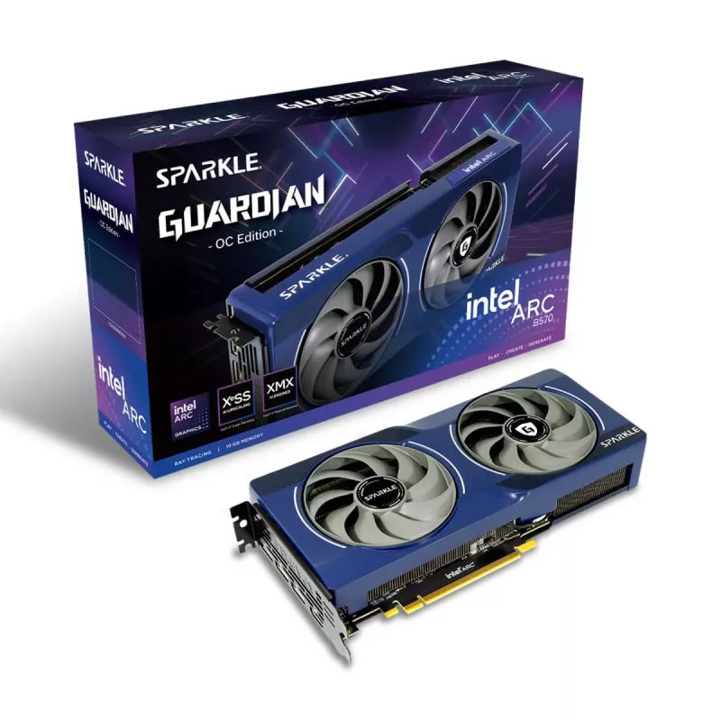 Graphics card Sparkle Arc B570 Eclipse OC — 10 GB GDDR6, PCIe 4.0 x8, 2660 MHz, 160-bit, 380 GB/s, 2-fan, 170 W
