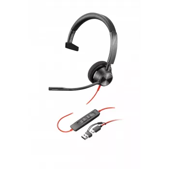 HP Poly Blackwire 3310 Monaural USB-C Headset +USB-C/A Adapter