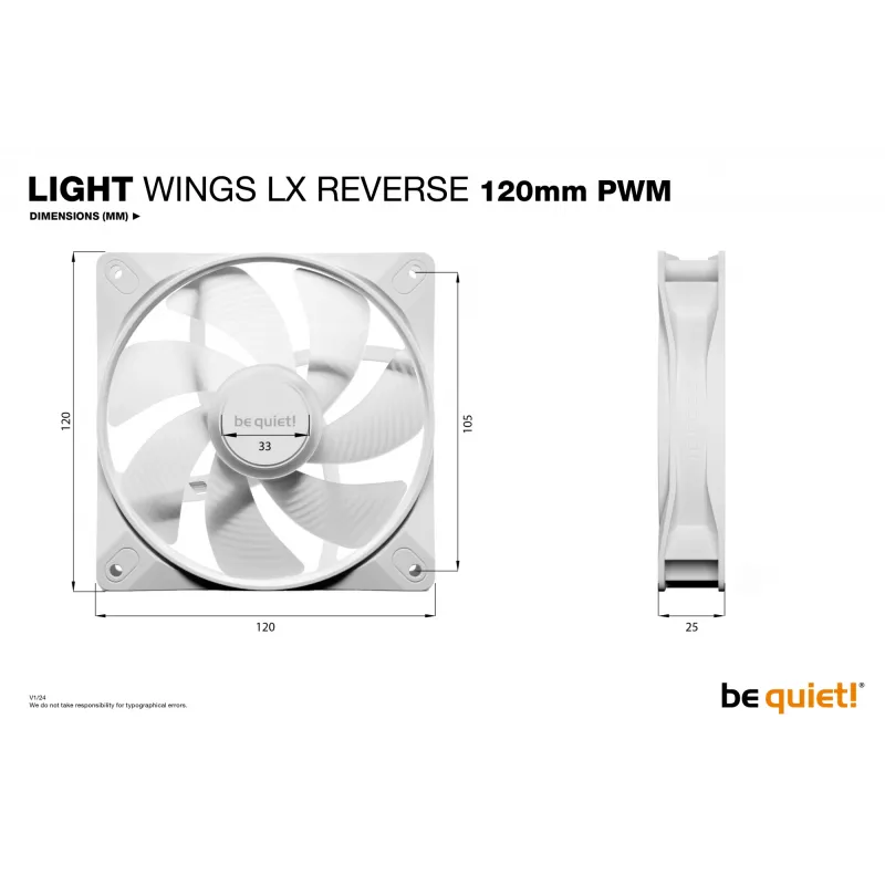 be quiet! Light Wings LX 120 mm PWM Reverse White Computer case Fan 12 cm 1 pc(s)