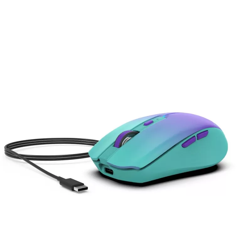 INCA Wireless Mouse Iwm-511rm - Rf Wireless + Bluetooth + USB Type-c - 1600dpi - 6buttons - Green Violet