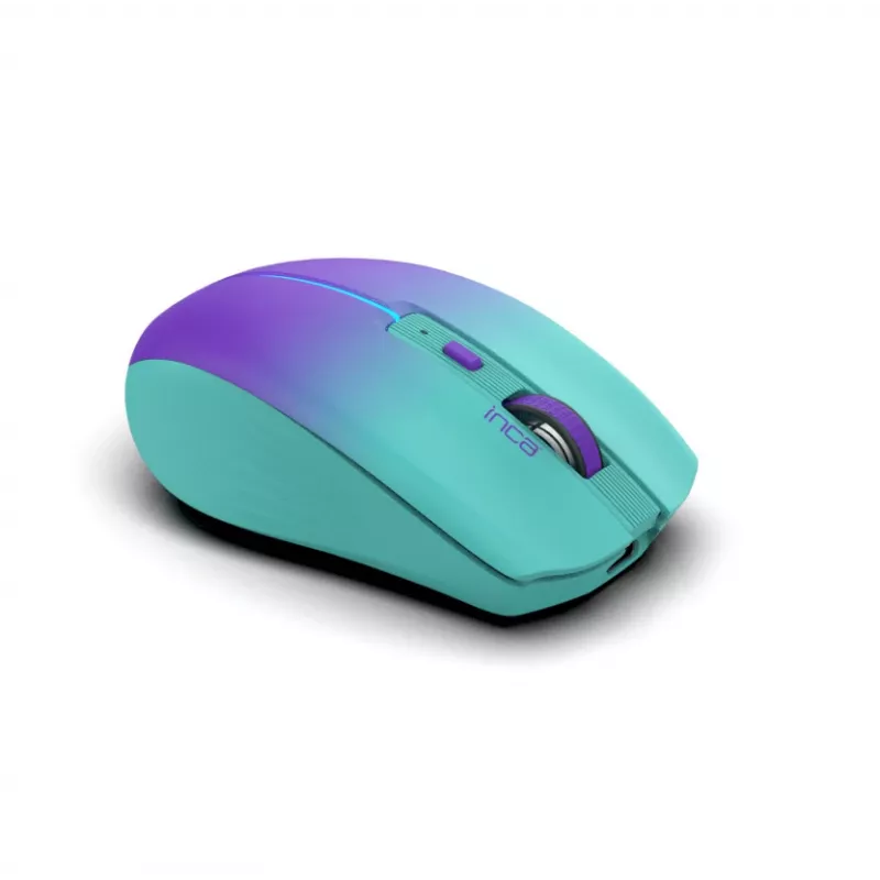 INCA Wireless Mouse Iwm-511rm - Rf Wireless + Bluetooth + USB Type-c - 1600dpi - 6buttons - Green Violet