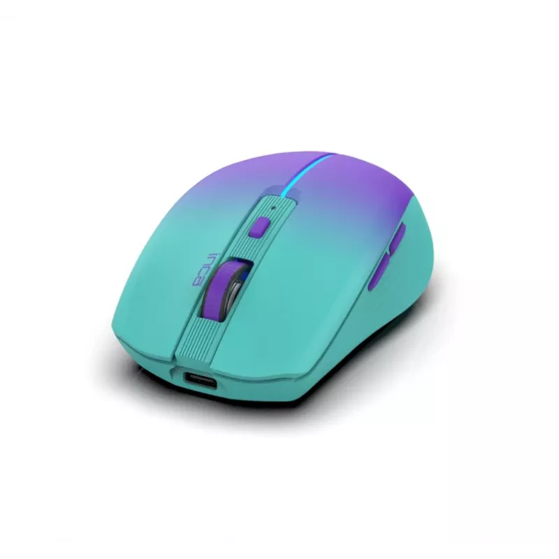 INCA Wireless Mouse Iwm-511rm - Rf Wireless + Bluetooth + USB Type-c - 1600dpi - 6buttons - Green Violet