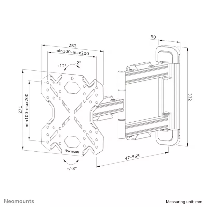 Neomounts WL40S-850BL12 TV mount wall 32-55 inch - full motion - fast installation