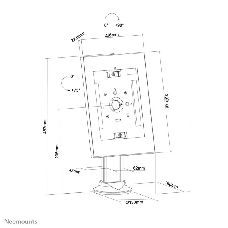 Neomounts DS15-640WH1 Tablet stand desk 9.7-11 inch - lockable