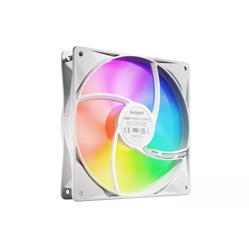 bequiet! LIGHT WINGS LX 140mm PWM 3-Pack White — 140×25 mm fans, 1200 RPM, 95 m³/h, RGB LEDs