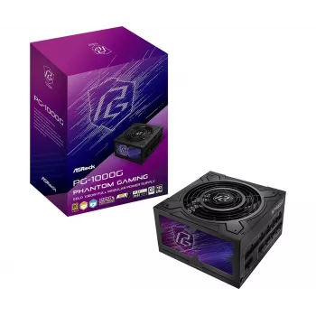Power supply unit ASRock Phantom Gaming PG-1000G 750 W, ATX 20+4 pin, 80 PLUS Gold, 135 mm fan, fully‑modular, black