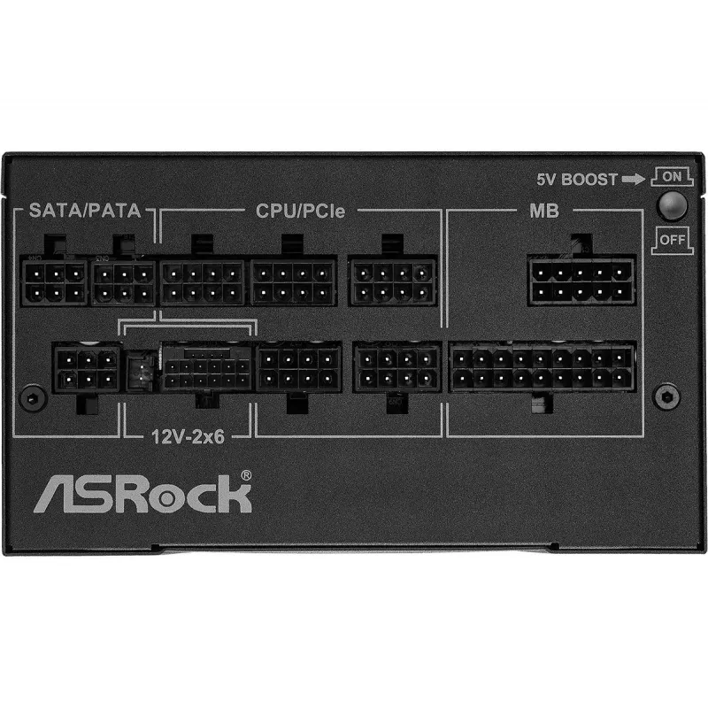 Power supply unit ASRock Phantom Gaming PG-1000G 750 W, ATX 20+4 pin, 80 PLUS Gold, 135 mm fan, fully‑modular, black