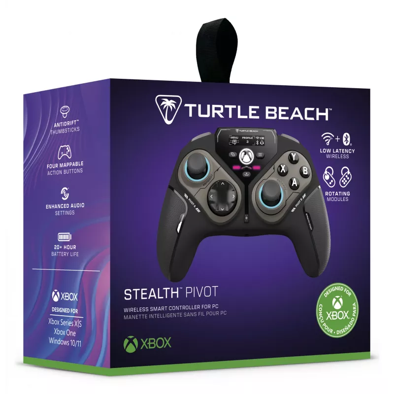 Turtle Beach Stealth Pivot Wireless Smart Game Controller with Rotating Modules, Display Dashboard, Hall-Effect Sticks, Remappable Buttons for Windows PC, Xbox Series X or S and Xbox One